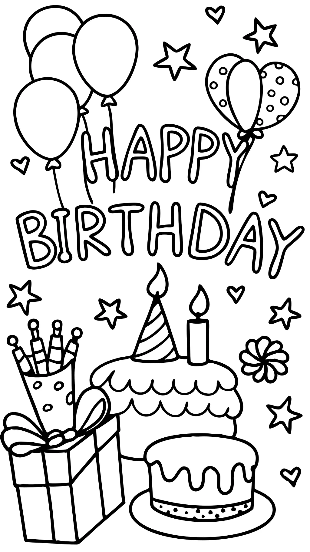 free printable birthday color pages